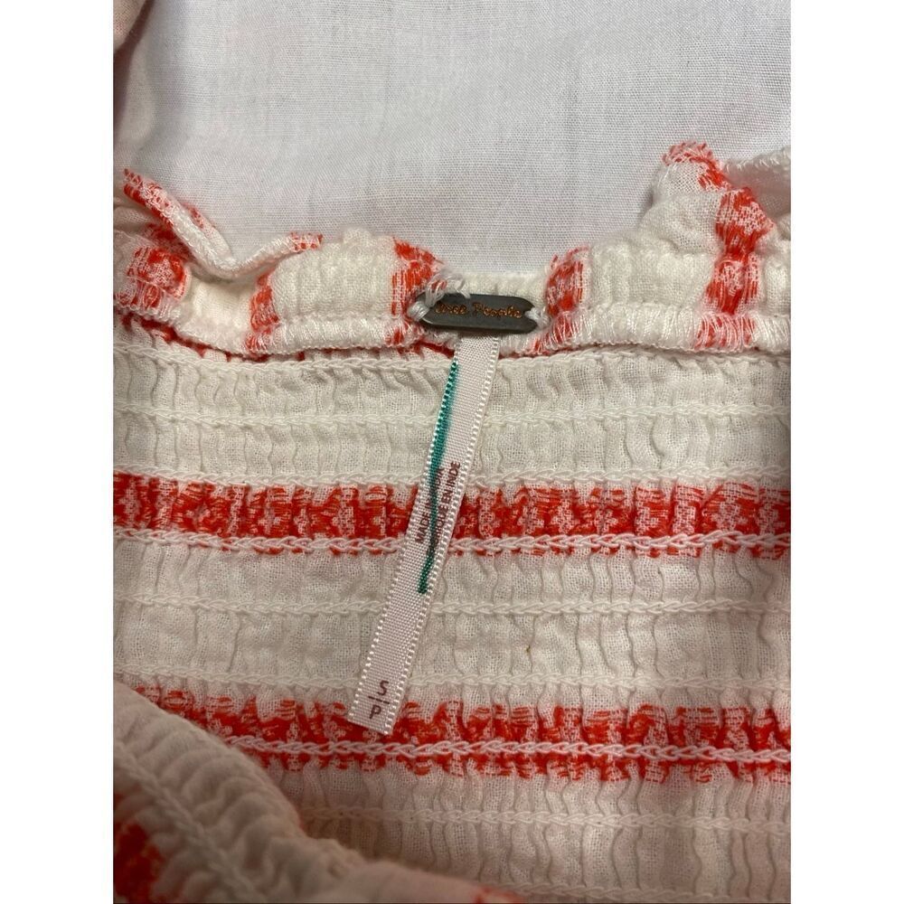 Free People Smocked Lace Up Striped Crop Top Coquette Cottagecore Boho Small - Picture 9 of 14